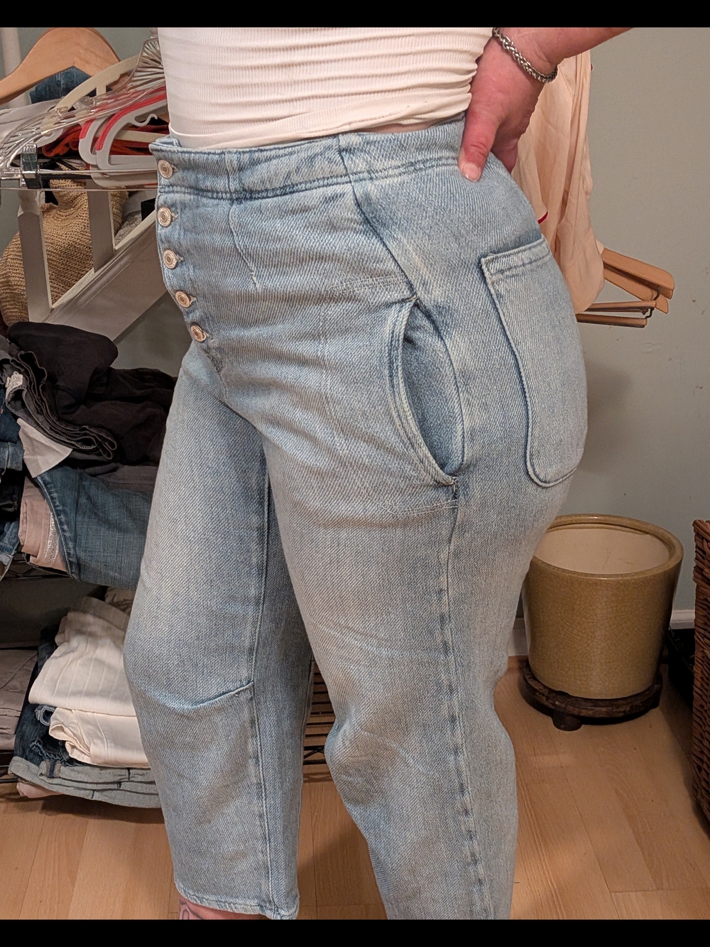 We The Free Light Blue High-Rise Button-Fly Boyfriend Jeans